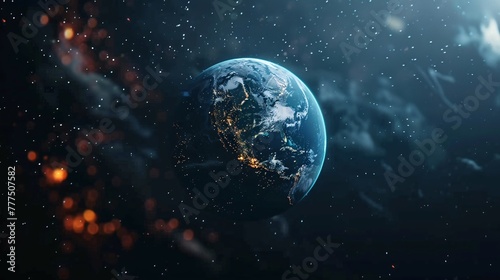 earth in space in the center of the frame