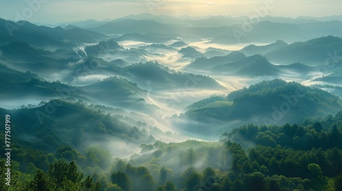 Delicate wispy tendrils of fog wind their way through.