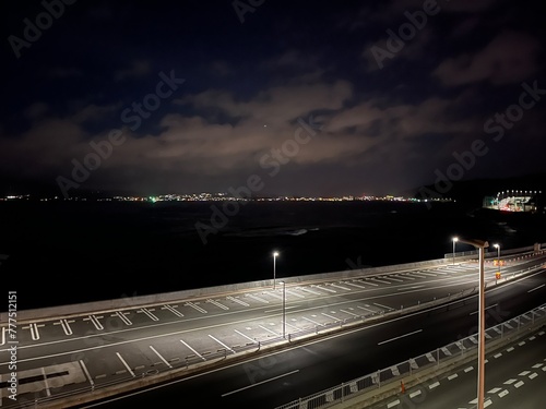 traffic on highway at night okinawa nago photo