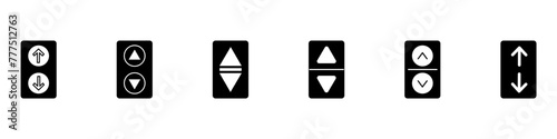 Elevator visa buttons icon set. Elevator, elevator button outline icon. Elevator press for visa vector icon collection, elevator visa button set.