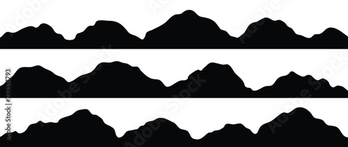 Set of mountain dark silhouette vector. Mountain black wallpaper, luxury landscape element . Hand drawn illustration design for cover, banner, packaging design, fabric, print, interior decor.