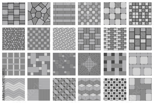 Floor stone pattern. Pavement tile of stone, bricks and concrete photo