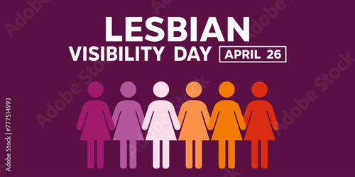INTERNATIONAL LESBIAN VISIBILITY DAY. People icon. Suitable for cards  banners  posters  social media and more. Purple background. 
