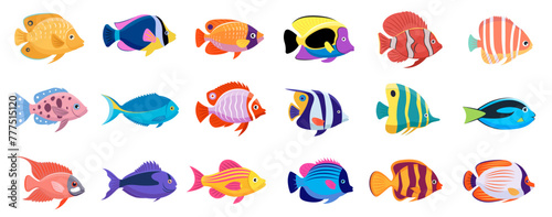 Tropical fish vector cartoon icon