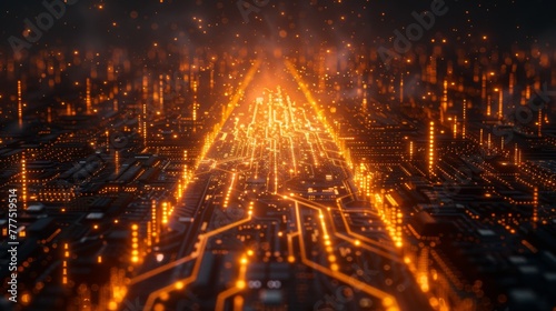 Fiber optical cables converge at a switch and router, illustrating the critical juncture of modern connections photo