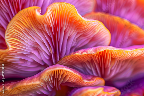 Vibrant Close-up of Mushroom Lamellae Underside with Macro Detail