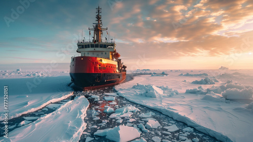 cargo ship and icebreaker ship