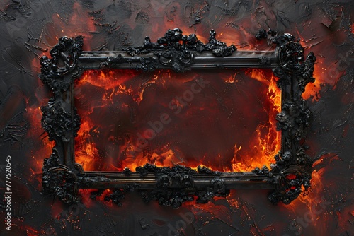 A picture frame edges charred and blackened tells a story of survival amidst the flames a testament to resilience