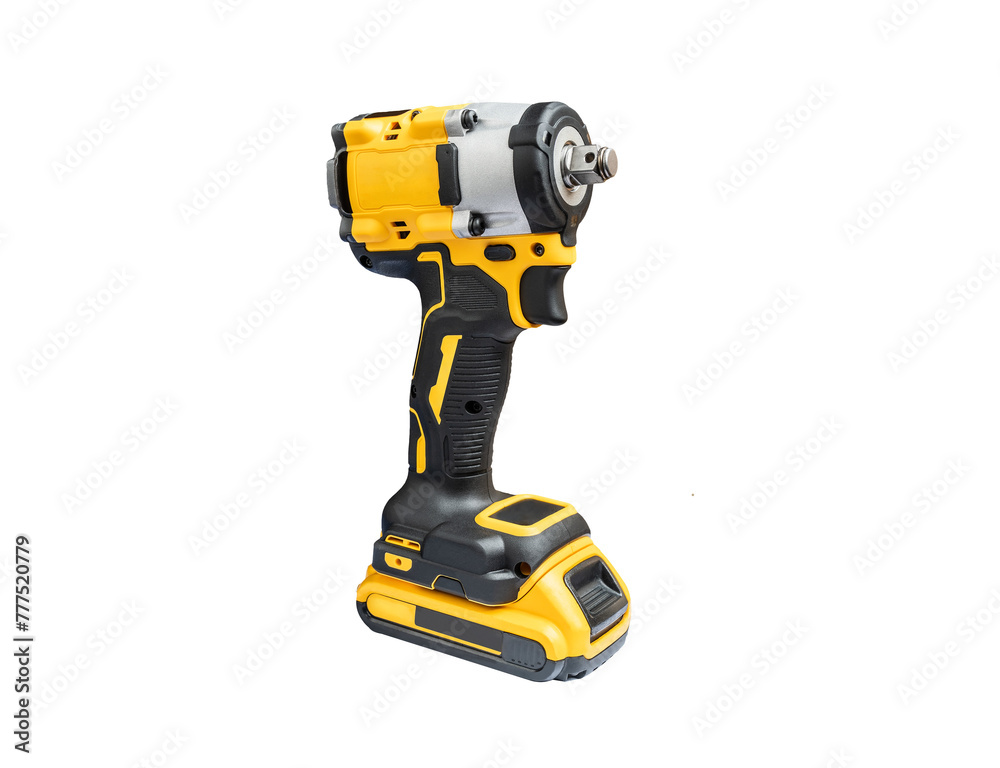 Electric tool ,Power tool ,Mid-Range Cordless Impact Wrench or Cordless screwdriver with battery on white background Electric tool ,Power tool ,Mid-Range Cordless Impact Wrench or Cordless screwdriver with battery on white background