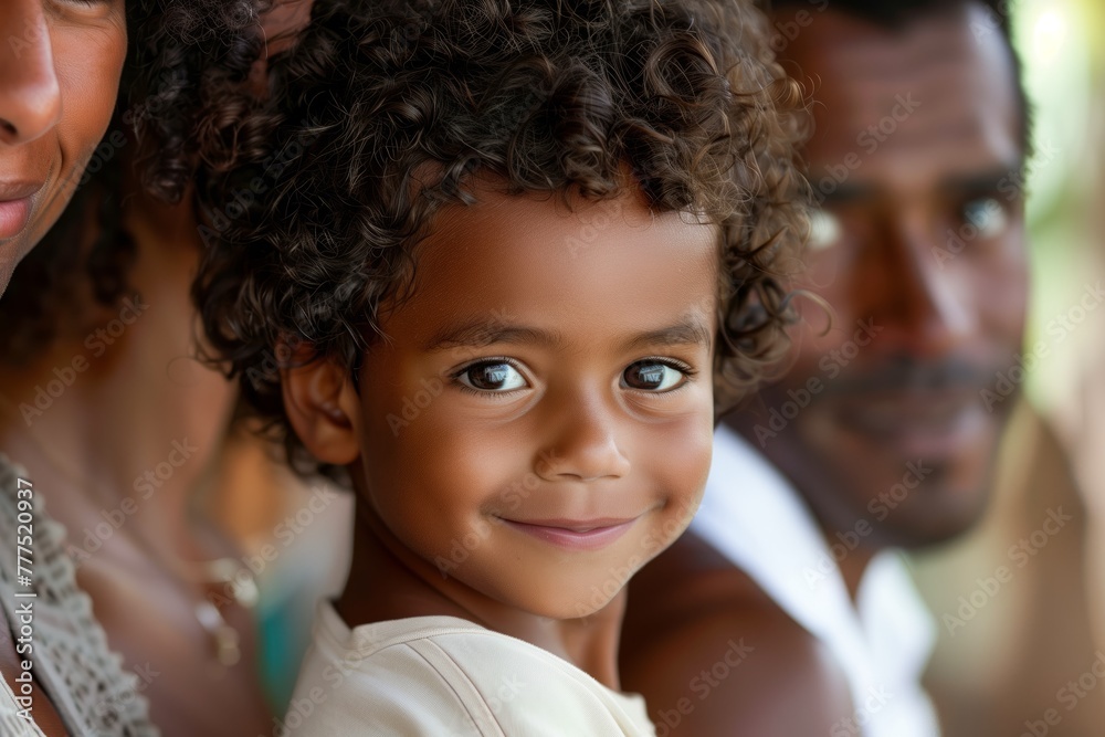Smiling family in a close-up portrait