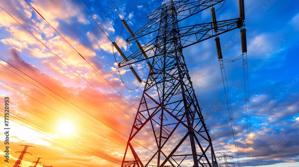 A transmission line framed against the sky a delicate balance between nature and the necessities of a powered world