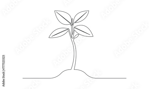 Vector continuous one simple single abstract line drawing of growth tree concept of nursery business