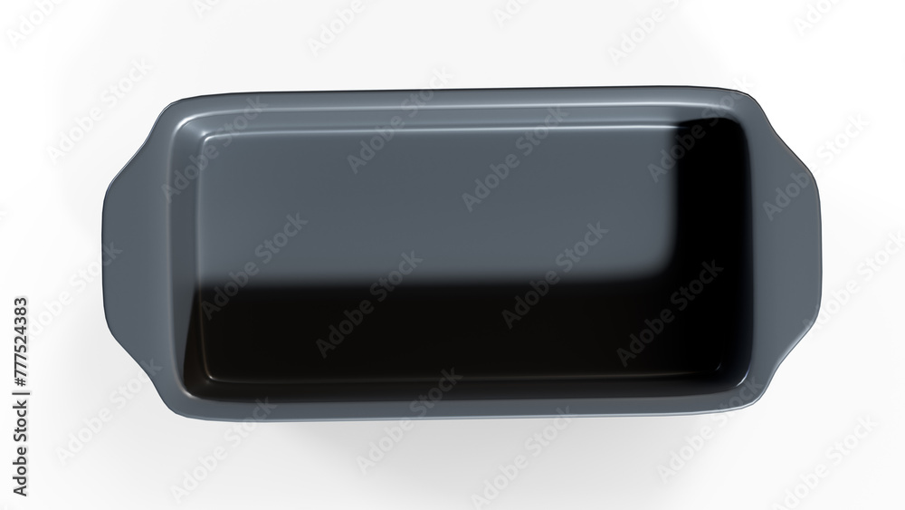 metal baking dish with non-stick coating isolated on white, top view metal baking dish with non-stick coating isolated on white, top view
