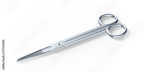 Golden Surgical Medical Scissors Curved. 3D rendering isolated on white background © vadarshop