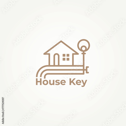minimalist house key real estate line art icon logo template vector illustration design. simple modern Home buyer, housing, Property developer logo concept