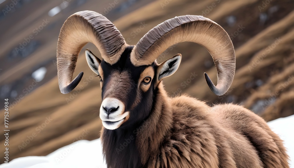 An-Ibex-With-Its-Fur-Providing-Insulation-Against- - obrazy, fototapety, plakaty 