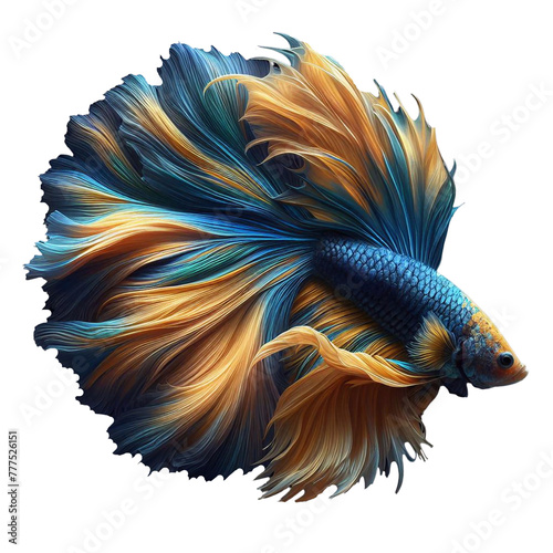Colorful Siamese fighting fish. Beautiful tail. Isolated background. © Napatsorn