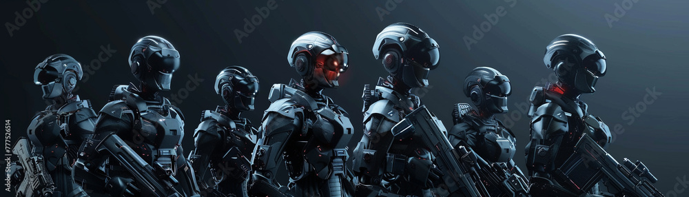 Character sheet concept image showcasing a futuristic warrior with detailed armor design, weapon loadout, and cybernetic enhancementshyper realistic, low noise, low texture, futuristic style