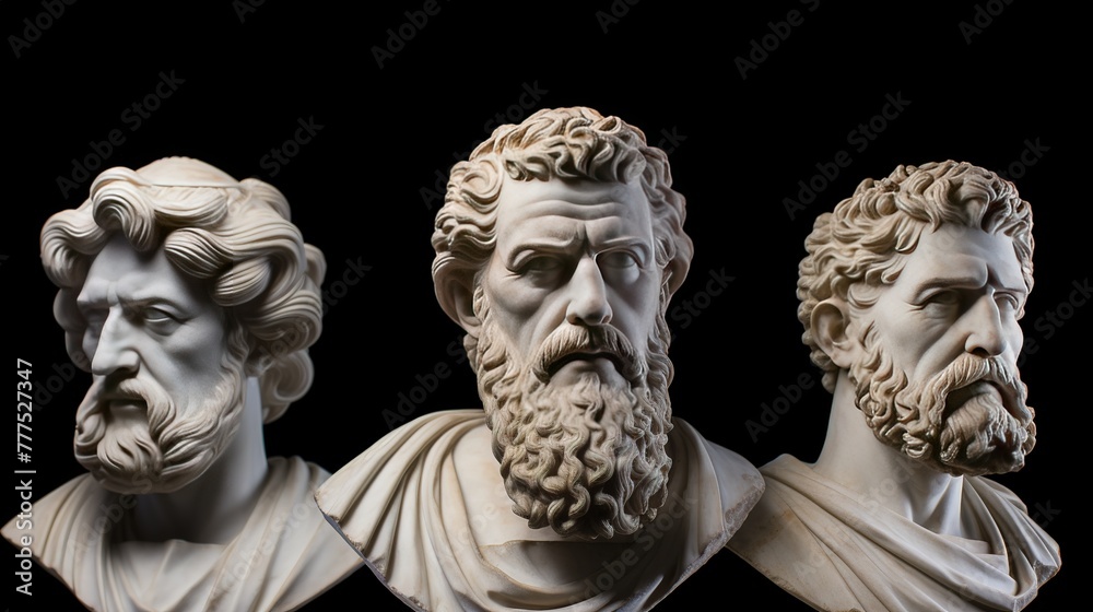 Obraz premium A stoic Greek bearded man bronze statue