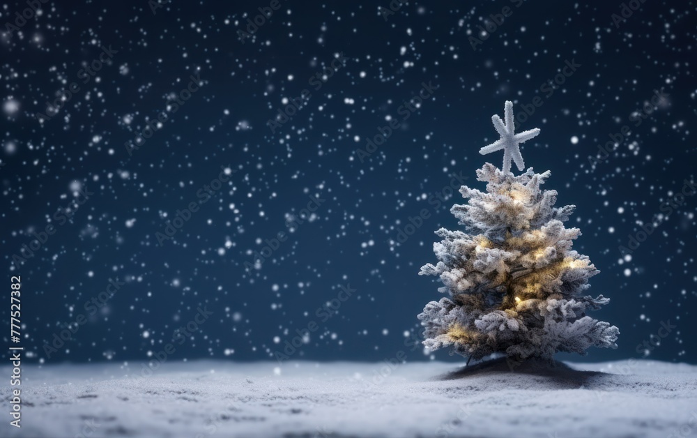 Snow-covered Christmas tree with star