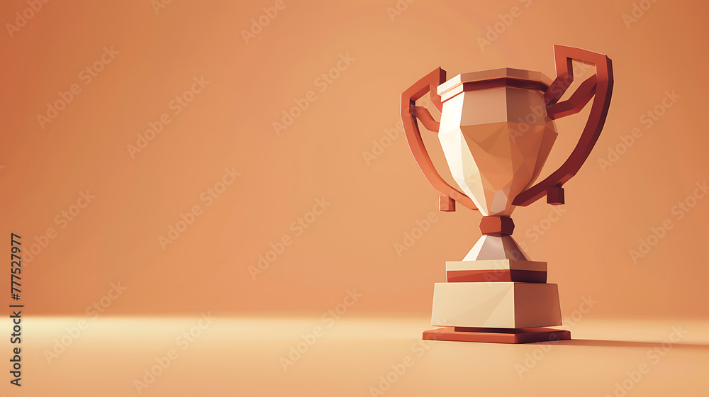 Trophy victory plain Background with space for text. Minimalist Sports with symbol of achievement. Generative AI. Trophy victory plain Background with space for text. Minimalist Sports with symbol of achievement. Generative AI.