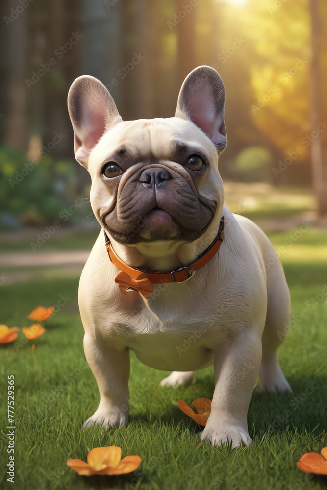 Animated French Bulldog Having Fun in Fresh Outdoor Environment