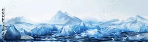 Abstract art inspired by the Arctic s icy landscapes  featuring cool blues and whites with polygon geometric patternshyper realistic  low noise  low texture  futuristic style