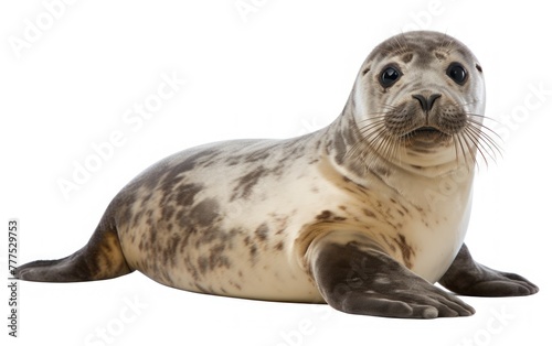 Seal Pup Posing on White Background