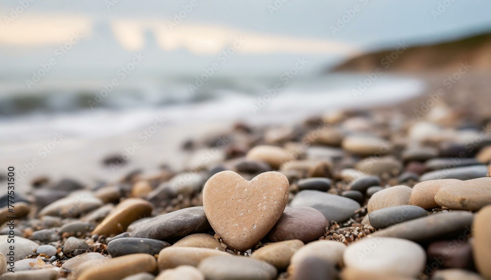 Heart shaped pebbles across the coastline Heart shaped pebbles across the coastline
