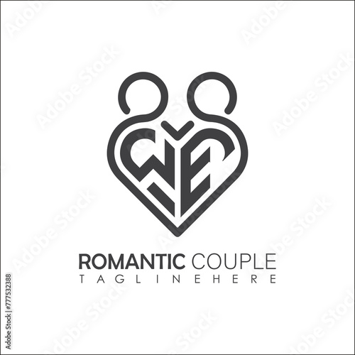 Couple love Heart symbol ALL letter logo icon design template. May be used in medical, dating, Valentines Day and wedding design. © MdRazibul