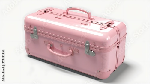 AI-rendered image of a big pink suitcase, isolated and with a natural shadow on a transparent background attractive look