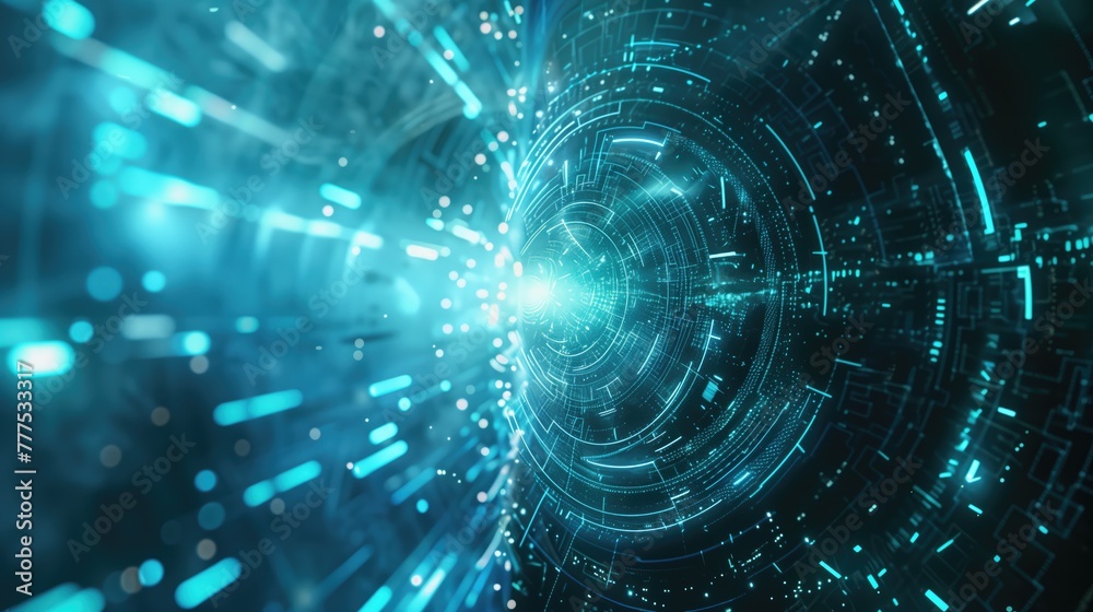 Digital technology high tech sci fi hyper or cyber space glowing light blue futuristic scientific background Digital technology high tech sci fi hyper or cyber space glowing light blue futuristic scientific background
