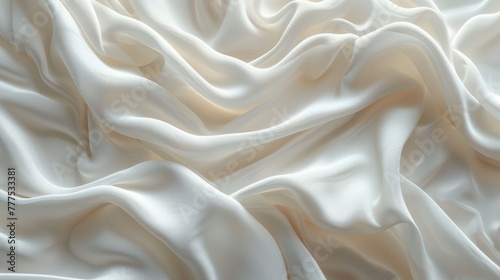  A tight shot of undulating wavy lines on white fabric, visible at its upper and lower edges