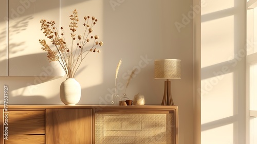vase, and thoughtfully positioned personal accessories in a minimalist style attractive look photo