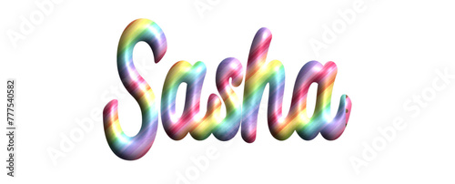 Sasha - rainbow color -  fabric style -name - three-dimensional effect tubular writing - Vector graphics - Word for greetings, banners, card, prints, cricut, silhouette, sublimation