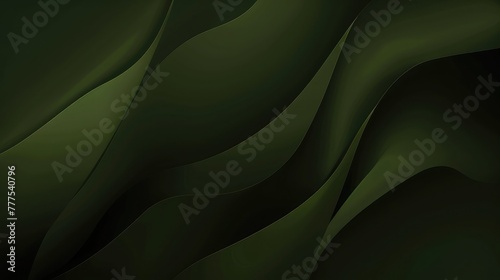 Abstract 3D Background of soft Waves in khaki Colors. Elegant wallpapers ,folded fabric realistic texture vector background. Soft smooth ripple folds on green khaki satin textile, drapery presentation