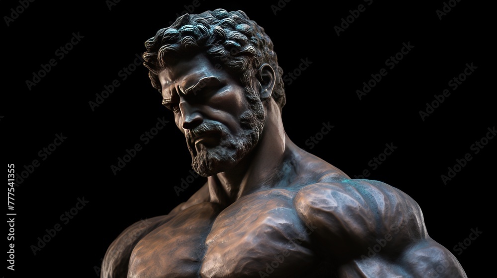 Fototapeta premium A stoic Greek bearded man bronze statue