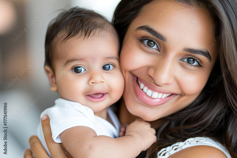 A mother's gentle smile, cradling her newborn baby with pure love and affection, in a tender moment. A mother's gentle smile, cradling her newborn baby with pure love and affection, in a tender moment.