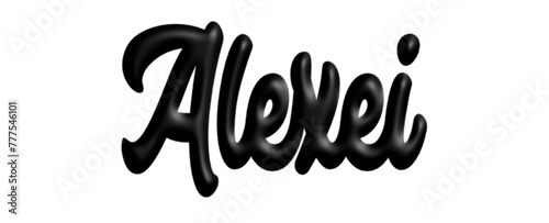 Alexei- black color - name written - Word with feather for websites, baby shower, greetings, banners, cards-shirt, sweatshirt, prints, cricut, silhouette, sublimation