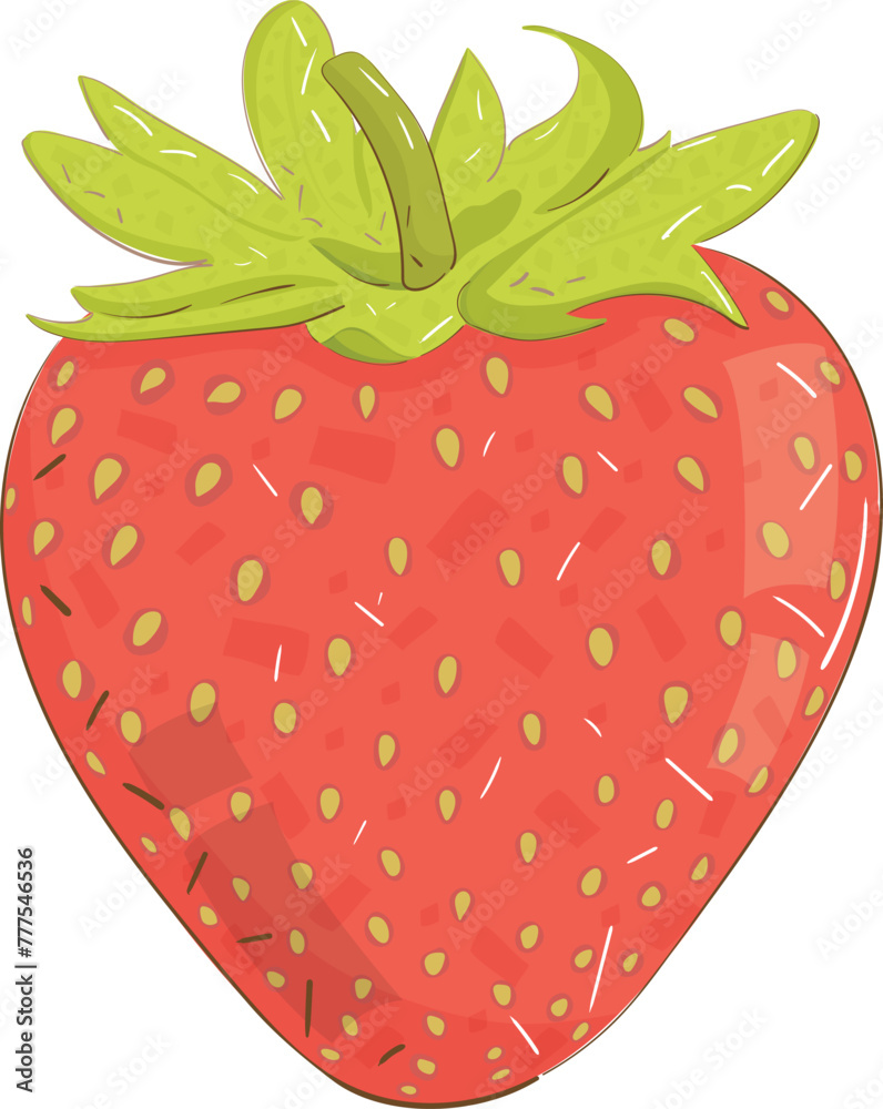 Obraz premium Cartoon Single Strawberry. Vector Illustration.