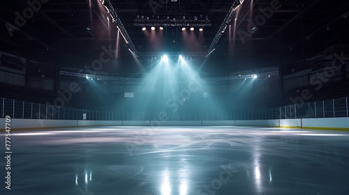 an image of an isolated ice hockey rink under dramatic spotlights attractive look photo