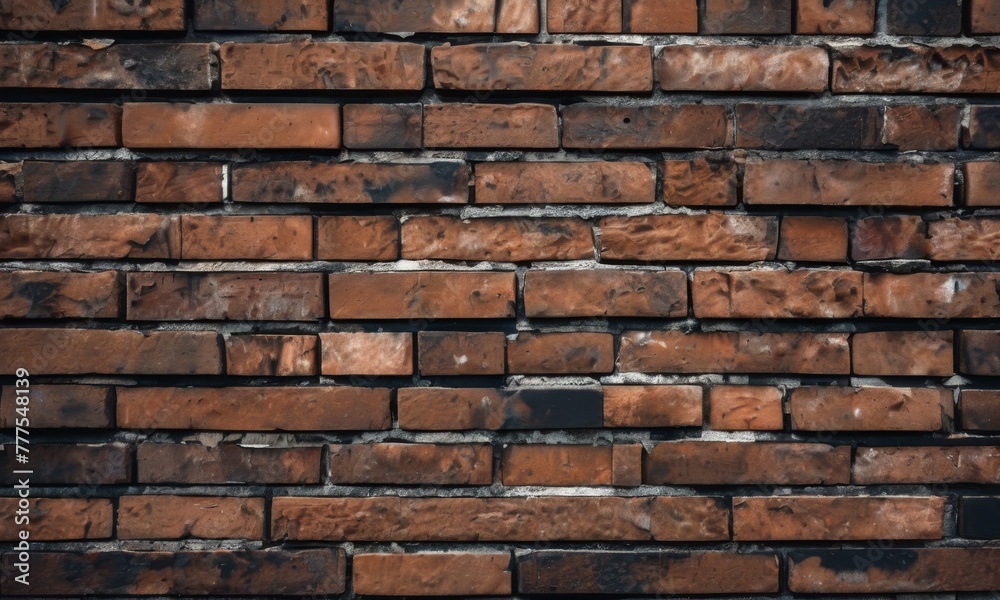 Fototapeta premium Classic red brick texture with varied hues and detailed surfaces, creating a perfect backdrop for stock photography with an architectural theme AI generation