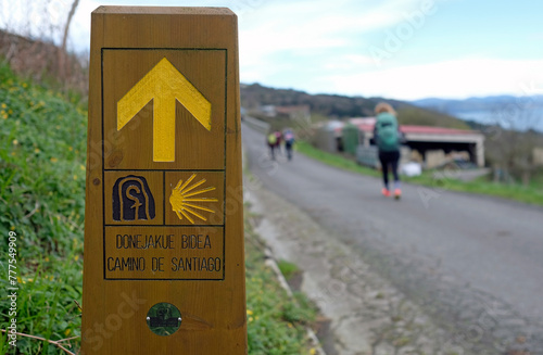 Sign on the Camino del Norte along the Northern coast of Spain