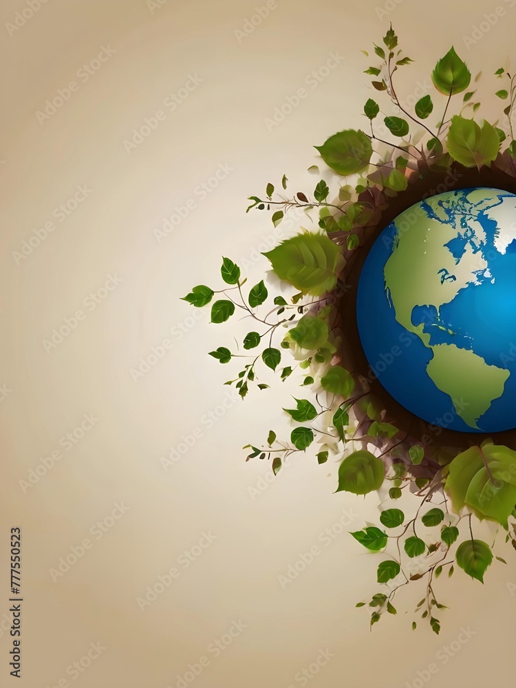 earth with the leaves around, earth day, environment day concept with the text space earth with the leaves around, earth day, environment day concept with the text space