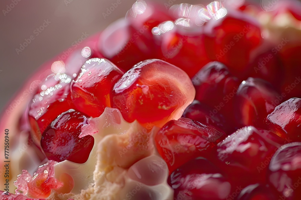 Pomegranate seeds bursting open revealing juicy Pomegranate seeds bursting open revealing juicy