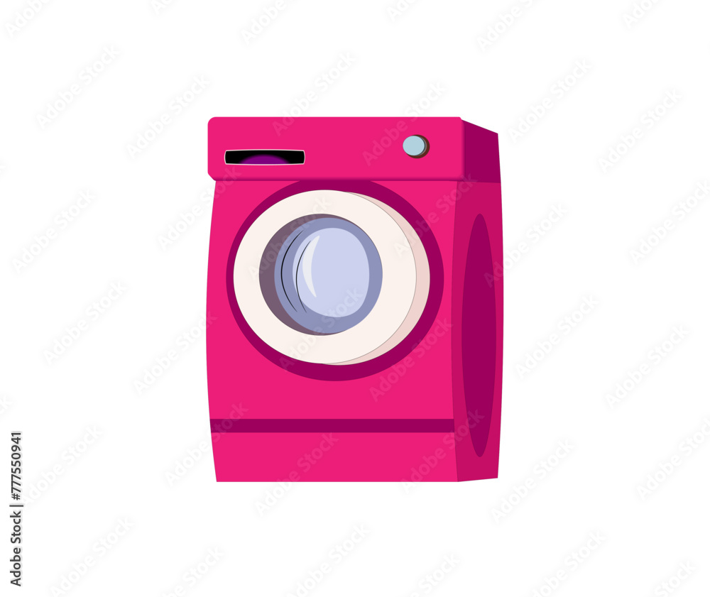 Vector illustration of a cartoon washing machine in pink color Vector illustration of a cartoon washing machine in pink color
