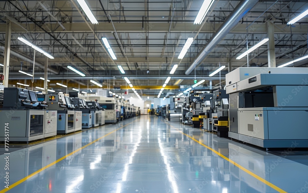 Fototapeta premium Large factory workshop space building background