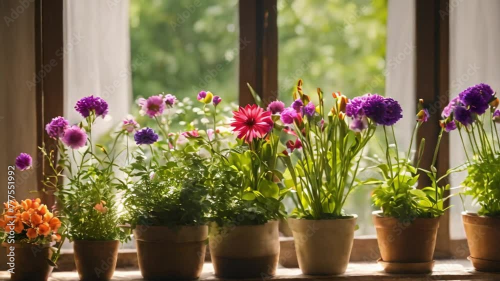 various kinds of flowers in pots in the room various kinds of flowers in pots in the room