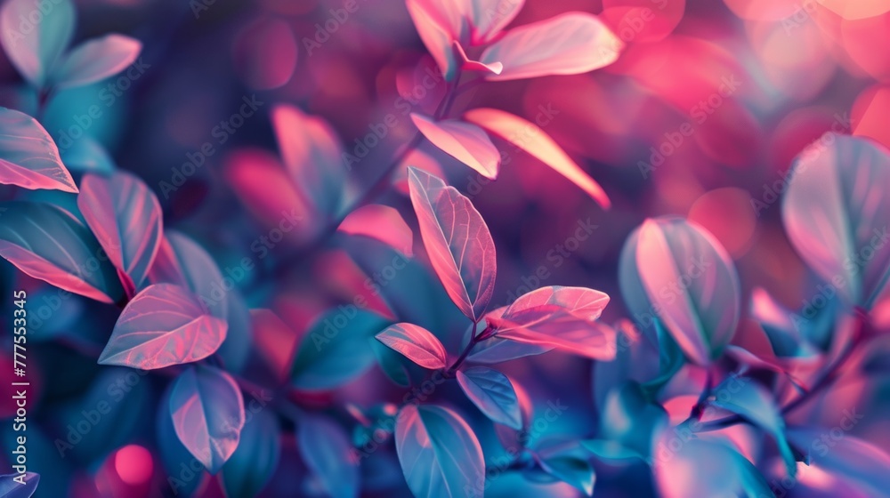 Vibrant Blue and Pink Leaves Abstract Nature Background