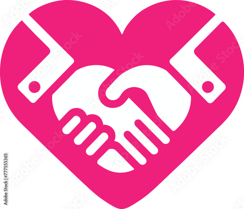 Heart shaped handshake vector. friendship or partnership icon. Peace and love symbol.